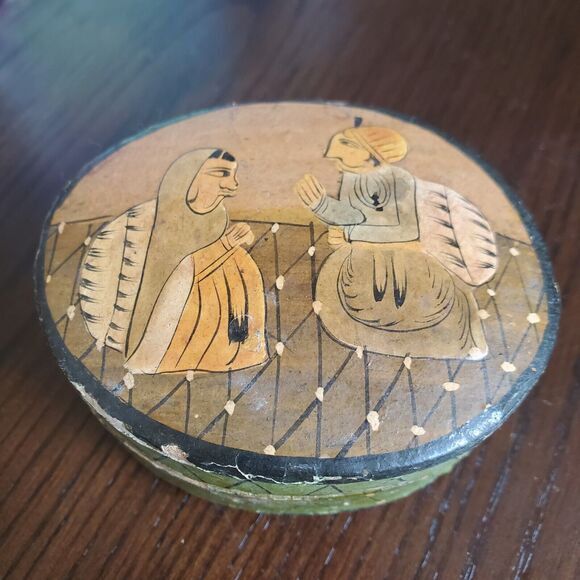 Other - Vintage Ring Box Papier Mache Japanese? Design 3 Piece Oval Cardboard Paper